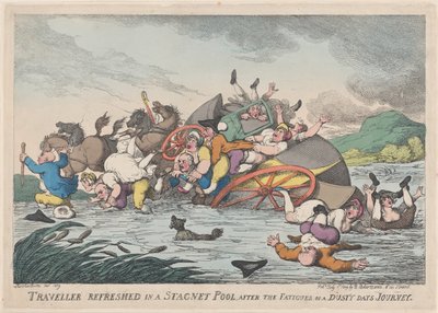 Utazó felfrissült egy Stagnet [sic] medencében, egy poros fáradalmak után..., 1809. február 1. alkotó: Thomas Rowlandson