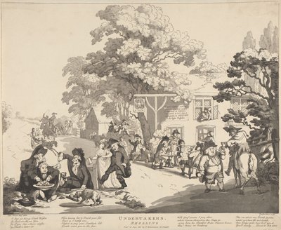 A temetkezési vállalkozók szórakoztatják a vendégeket alkotó: Thomas Rowlandson