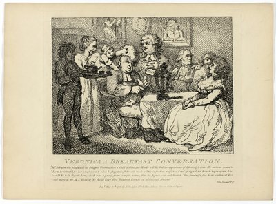 Veronika Egy reggeli beszélgetés, Boswell Hebridák körútja című művéből alkotó: Thomas Rowlandson