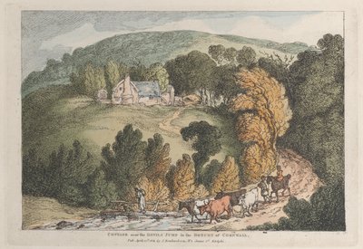 Kilátás a St. Cue-i templomra és falura, Cornwall alkotó: Thomas Rowlandson