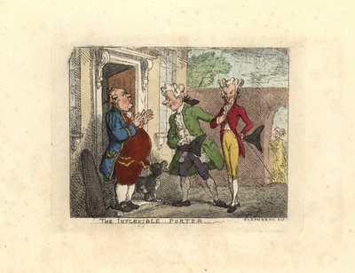 A látogató urak megtagadták, hogy egy szolga belépjen egy házba. alkotó: Thomas Rowlandson