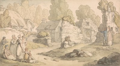 Az apátság romjait szemléző látogatók alkotó: Thomas Rowlandson