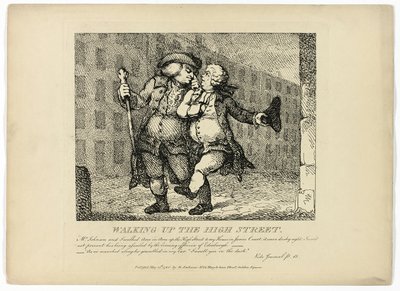Séta a High Street-en, Boswell Hebridák körútja című művéből alkotó: Thomas Rowlandson