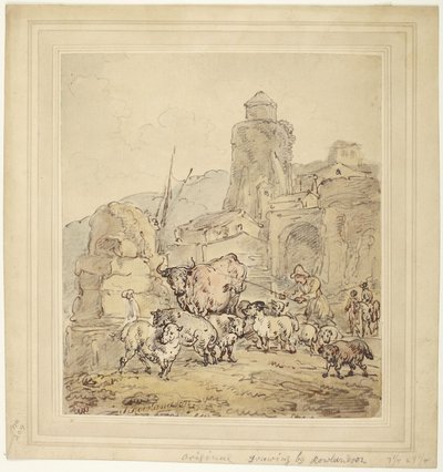 A szarvasmarhák itatása alkotó: Thomas Rowlandson