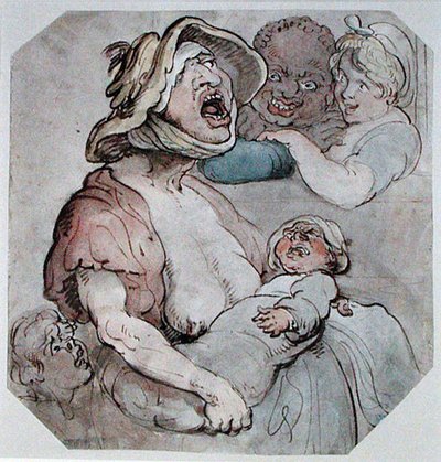 Nedves nővér megszakítva (akvarell papíron) alkotó: Thomas Rowlandson