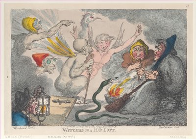 Boszorkányok egy szénás padláson, 1807. április 29., 1807. április 29. alkotó: Thomas Rowlandson