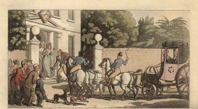Fiatal angol úriember hazaérkezik a Grand Tour után alkotó: Thomas Rowlandson