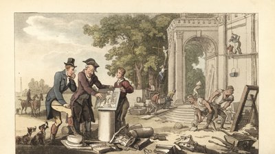 Fiatal angol úriember impozáns otthont épít alkotó: Thomas Rowlandson