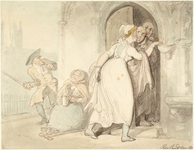 Fiatal nő a templom ajtajánál vagy a gyónásnál alkotó: Thomas Rowlandson