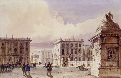 Hotel de Bellevue és Cafe d"Amitie a parkból nézve, Brüsszel, 1830 alkotó: Thomas Shotter Boys