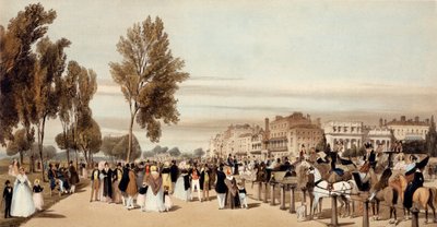 Hyde Park, a Grosvenor-kapu felé „Londonból, ahogyan a természetből rajzolták”, 1842 alkotó: Thomas Shotter Boys