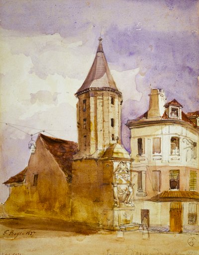 Az Alexandre-torony 1827-ben, és a Saint-Victor-kút alkotó: Thomas Shotter Boys