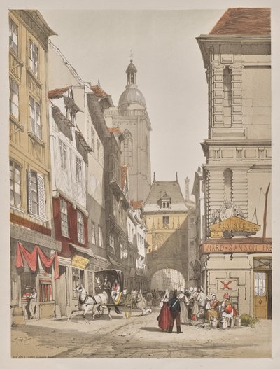 Festői építészet Párizsban, Gentben, Antwerpenben, Rouenben: Rue de la Crosse Horlogue, Rouen, Franciaország alkotó: Thomas Shotter Boys