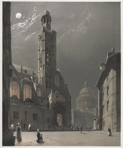 Festői építészet Párizsban, Gentben, Antwerpenben, Rouenben: St. Etienne du Mont..., 1839. alkotó: Thomas Shotter Boys
