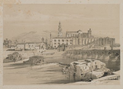 Festői vázlatok Spanyolországban: Római híd maradványai a Guadalquiverben, Cordova, 1837. alkotó: Thomas Shotter Boys