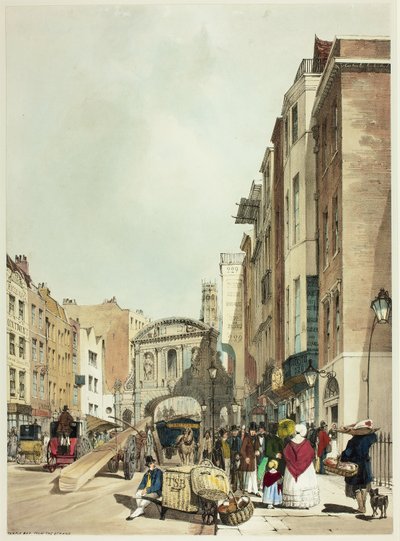 Temple Bar a The Strand-ből, 22-es tábla az Original Views of London, ahogy van alkotó: Thomas Shotter Boys