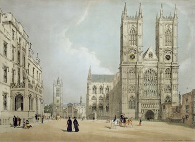 Westminster apátság és kórház, a "London As It Is" című, a művész által metszett és kiadott képből, 1842 (lásd 8674). alkotó: Thomas Shotter Boys