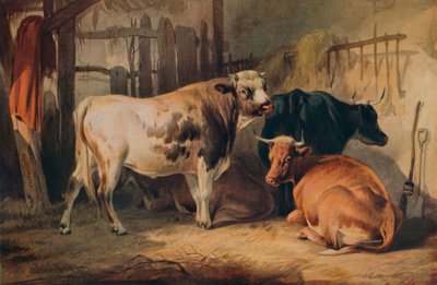 Egy bika és három tehén egy istállóban, 1856 alkotó: Thomas Sidney Cooper