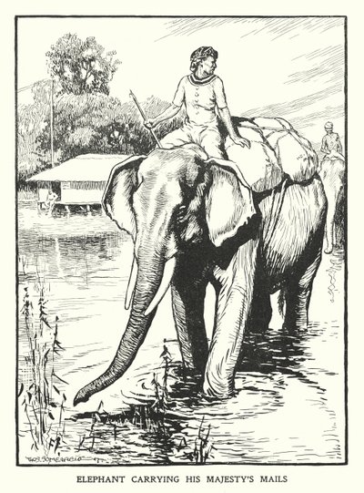 Őfelsége postáját szállító elefánt (litho) alkotó: Thomas Somerfield