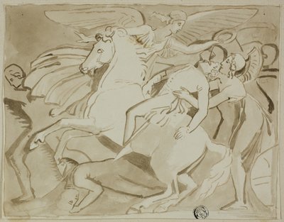 Angyal koszorút helyez a haldokló katona fejére alkotó: Thomas Stothard
