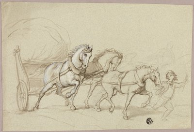 Három lovat és kocsit vezető gyermek alkotó: Thomas Stothard