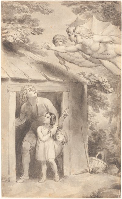 Péter és gyermekei meglátogatták három repülő alak alkotó: Thomas Stothard