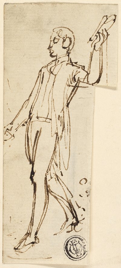Felemelt karú álló férfi vázlata alkotó: Thomas Stothard