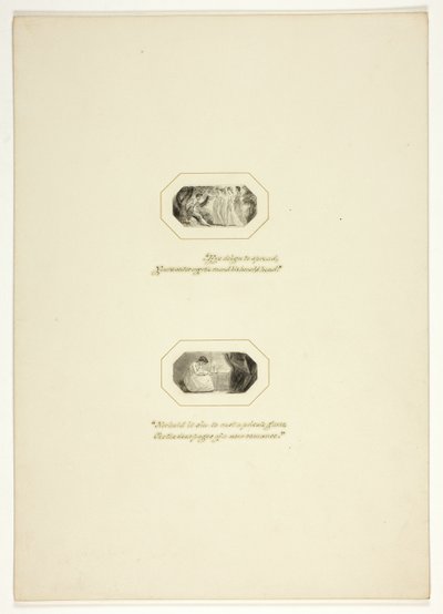 Tanulmány egy tányérhoz a The Triumphs of Temper-ből, az 1796-os Royal Engagements Pocket Book-ban alkotó: Thomas Stothard
