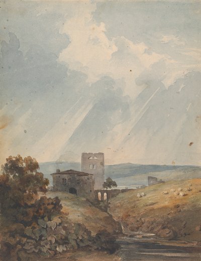 Táj kastély, dombok és hegyek alkotó: Thomas Sully