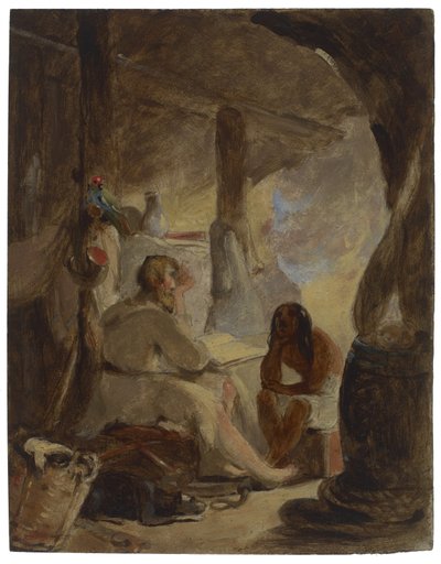 Robinson Crusoe és Péntek a barlangban, 1856 körül alkotó: Thomas Sully