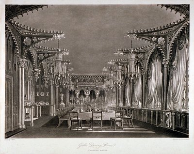 A gótikus étkező belső képe a Carlton House-ban, Westminster, London, 1819 alkotó: Thomas Sutherland