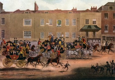 North Country Mails at the Peacock, Islington, 1823, 1927. alkotó: Thomas Sutherland