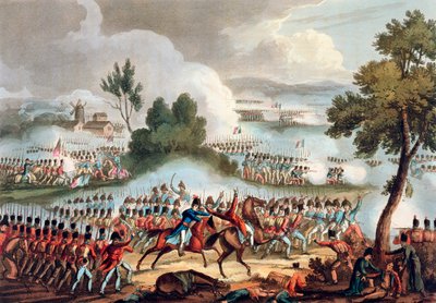 „A brit hadsereg bal szárnya akcióban a waterlooi csatában, 1815. június 18-án alkotó: Thomas Sutherland