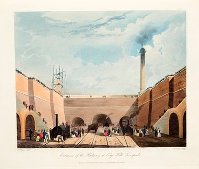 „A vasút bejárata az Edge Hillnél”, Liverpool, 1831 alkotó: Thomas Talbot Bury
