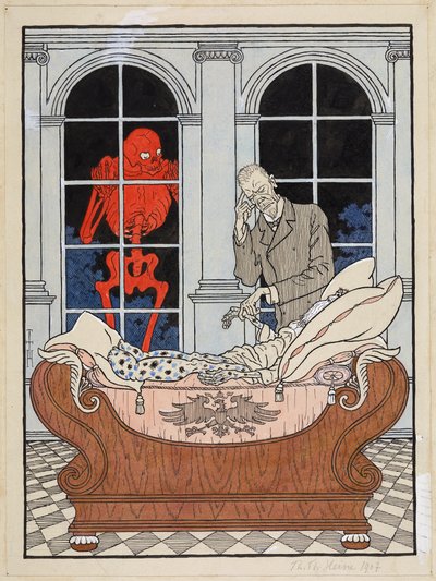 A haldokló Reichstag; Simplicissimus XV/49, 1911 alkotó: Thomas Theodor Heine