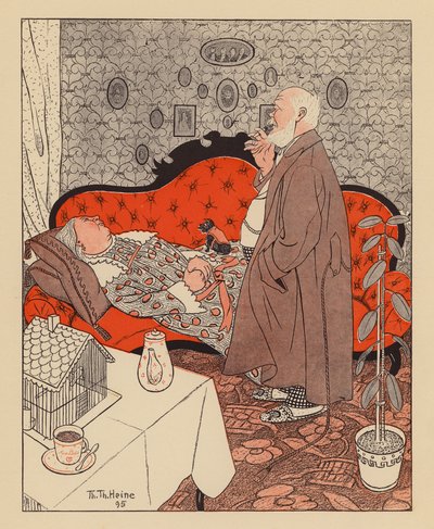 Nyugdíjas házaspár (színes litográfia) alkotó: Thomas Theodor Heine