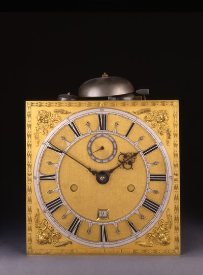 Részlet egy II. Károly római ütőképes, hosszú tokos óráról, 1675 alkotó: Thomas Tompion