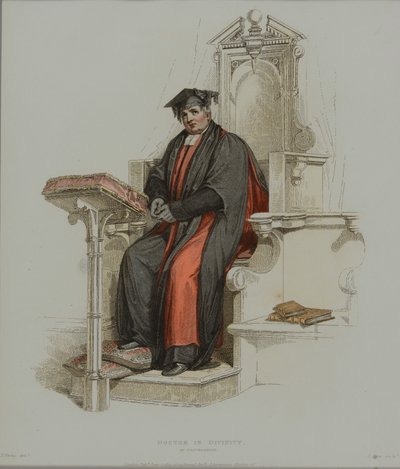 Doctor in Divinity, J. Agar metszete, megjelent R. Ackermann "History of Oxford" című művében, 1814 (kézzel színezett metszet). alkotó: Thomas Uwins