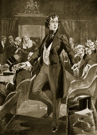 Disraeli első beszéde a Commonsban, illusztráció a 