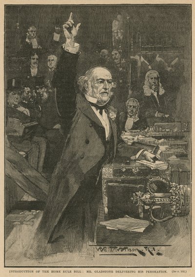 A Home Rule Bill bemutatása – Gladstone úr előadásában alkotó: Thomas Walter Wilson