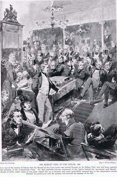 Sir Robert Peel a házban, 1846, illusztráció a 