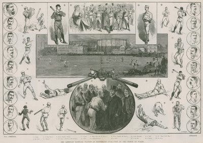 Az amerikai baseball játékosok a Kennington Ovalban - a walesi herceg látogatása (metszet) alkotó: Thomas Walter Wilson