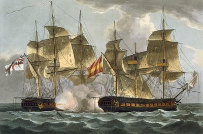 A Mahonesa elfogása, 1796. október 13., Thomas Sutherland metszetét J. Jenkins „Tengerészeti eredmények” című művéhez, 1816 (színes metszet) alkotó: Thomas Whitcombe