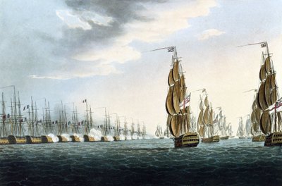 Az abukiri csata (vagy nílusi csata, Egyiptom), augusztus 1. alkotó: Thomas Whitcombe