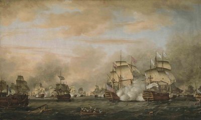 A Saintes-i csata, 1782. április 12. A HMS Barfleur megtámadja a Ville de Paris francia zászlóshajót alkotó: Thomas Whitcombe