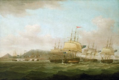 Saint Paul elfoglalása a Bourbon-sziget (ma Réunion-sziget) közelében a brit flotta által, szeptember 21. alkotó: Thomas Whitcombe