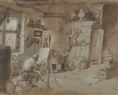 Egy festő műtermében dolgozik, 1663-77. alkotó: Thomas Wijck