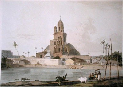 Govinda Ram Mittee pagodája, Kalkutta, V. tábla a „Keleti táj”-ból, 1800-ban (színes akvatinta) alkotó: Thomas und William Daniell
