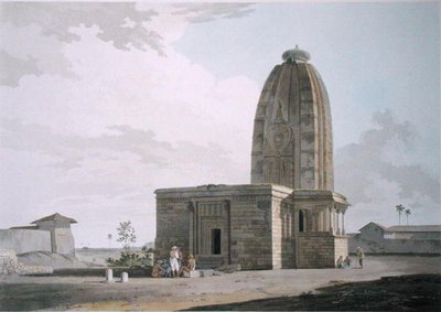 Hindoo Temple at Deo, Bahar, XXIII. tábla az „Oriental Scenery”-ből, 1800-ban megjelent (színes akvatinta) alkotó: Thomas und William Daniell