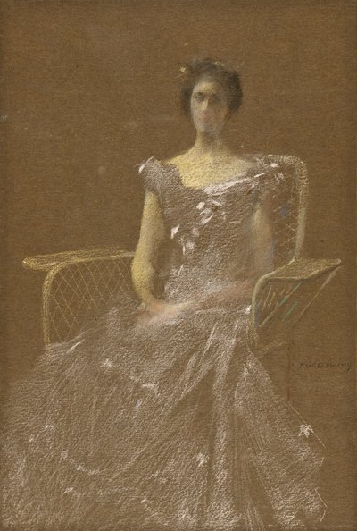 Hölgy rattan karosszékben alkotó: Thomas Wilmer Dewing